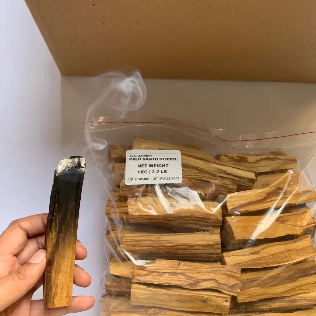 Palo Santo starter kits with clear product labeling — perfect for spiritual resellers and boutique wellness brands